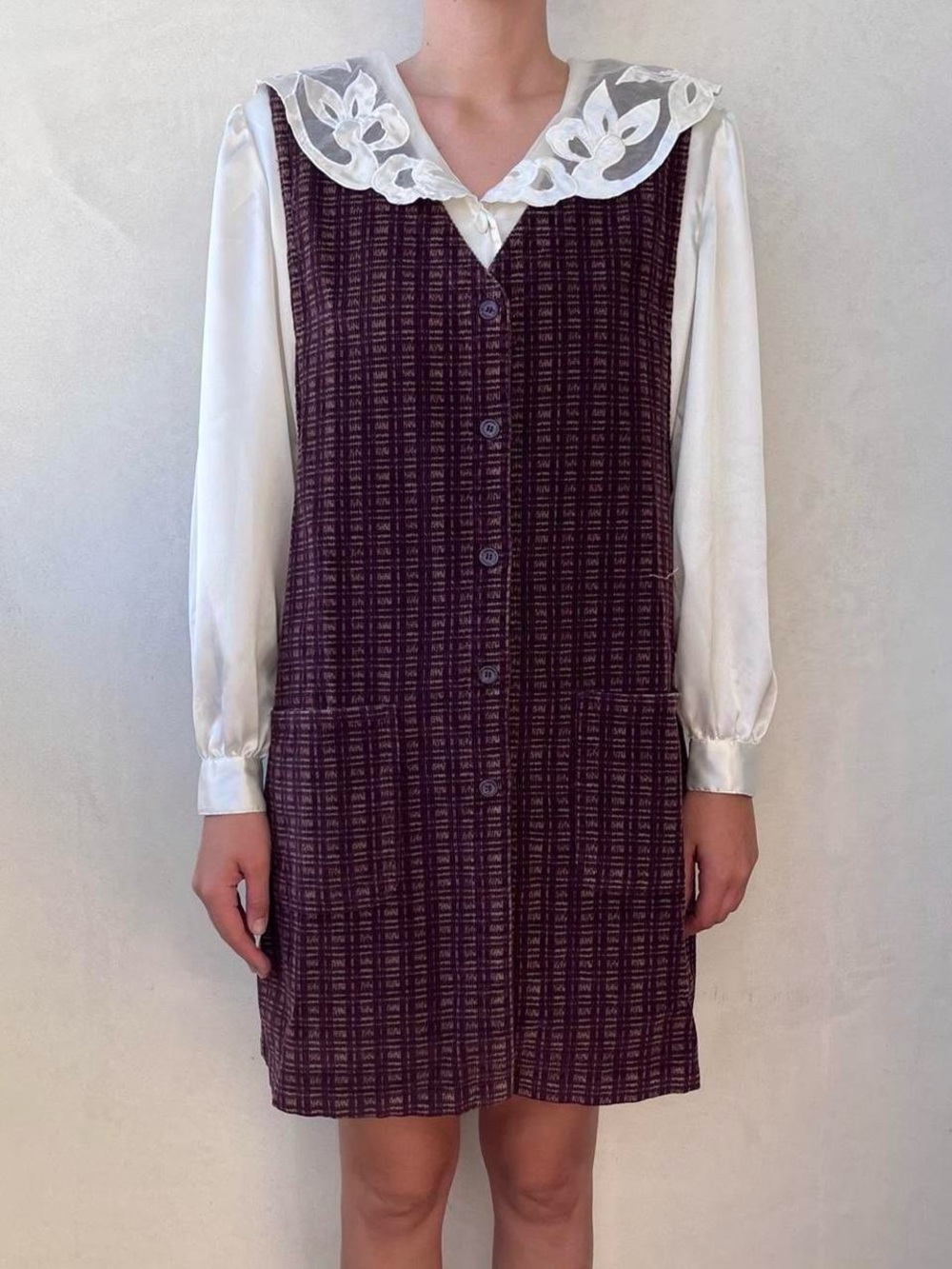 Vintage 90s Check Pinafore Dress